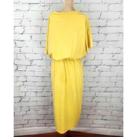 Free People Beach Dress Leila Wrap Midi Yellow Womens M Summer Lagenlook Boho - Picture 2 of 7